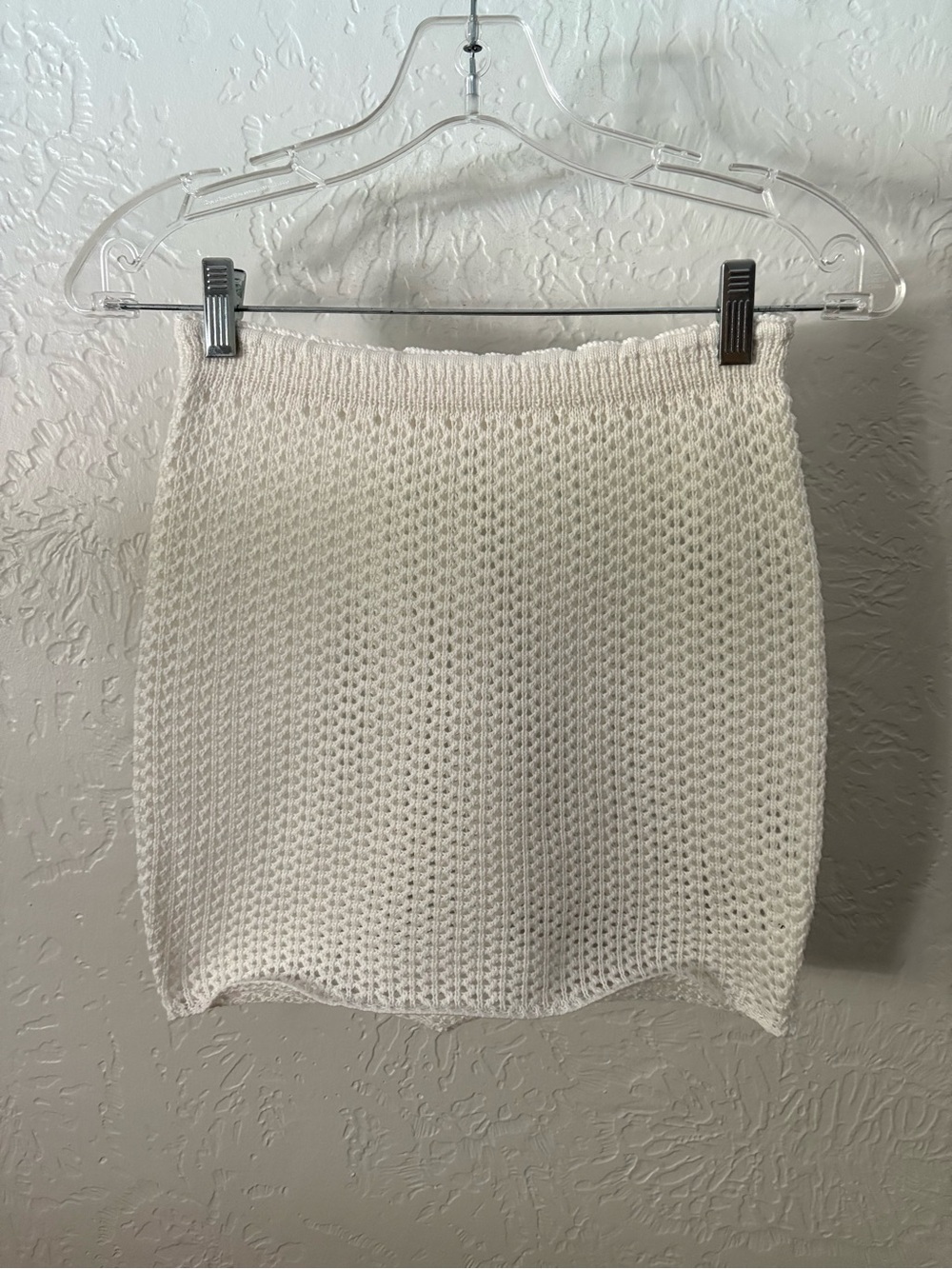 White Crochet Knit Mini Skirt